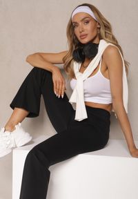 Renee - Czarne Legginsy High Waist o Fasonie Flare Nallirea. Okazja: na co dzień. Stan: podwyższony. Kolor: czarny. Styl: casual, elegancki #5