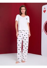 Sinsay - Bawełniana piżama dwuczęściowa - kremowy. Kolor: kremowy. Materiał: bawełna #1
