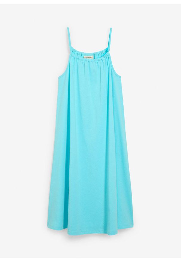bonprix - Sukienka dżersejowa z czystej bawełny organicznej. Kolor: niebieski. Materiał: jersey, bawełna. Sezon: lato