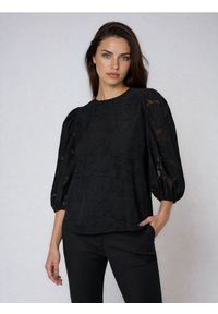 Sinsay - Elegancka bluzka z bufkami - czarny. Kolor: czarny. Styl: elegancki #1