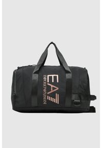 EA7 Emporio Armani - EA7 Czarna torba sportowa z różowym logo. Kolor: czarny