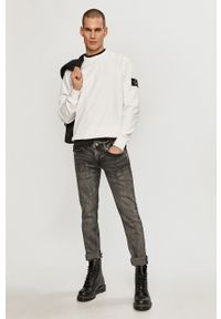Calvin Klein Jeans bluza bawełniana J30J314035.4891 męska kolor biały gładka. Okazja: na co dzień. Kolor: biały. Materiał: bawełna. Wzór: gładki. Styl: casual #3