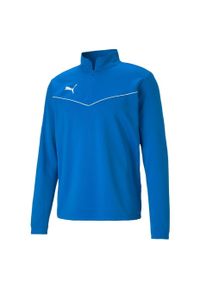 Bluza piłkarska męska Puma teamRISE 1 4 Zip Top. Kolor: niebieski, biały, wielokolorowy. Materiał: poliester. Sport: piłka nożna