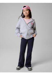 4f - 4F Bluza dresowa loose z kapturem dziewczęca - szara 158/164 (12-14 lat). Okazja: na co dzień, na uczelnię. Typ kołnierza: kaptur. Kolor: szary. Materiał: dresówka. Sezon: lato. Styl: casual #1