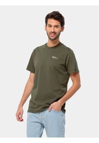 Jack Wolfskin T-Shirt Essential T 1808382 Khaki Regular Fit. Kolor: brązowy. Materiał: bawełna #1