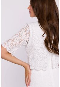 Stylove - Elegancka ołówkowa dwuczęściowa sukienka koronkowa ecru. Materiał: koronka. Typ sukienki: ołówkowe. Styl: elegancki #3