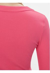 Tommy Jeans Bluzka Tjw Slim Badge Rib Tee Ls DW0DW17397 Różowy Slim Fit. Kolor: różowy. Materiał: bawełna