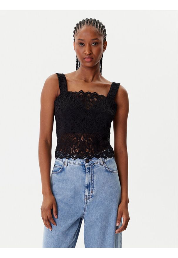 Morgan Bluzka 252-DANSIA Czarny Slim Fit. Kolor: czarny. Materiał: syntetyk