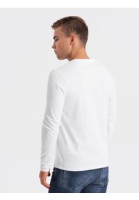 Ombre Clothing - Longsleeve męski z nadrukiem - biały 2 OM-LSPT-0119 - XXL. Kolor: biały. Materiał: bawełna. Długość rękawa: długi rękaw. Długość: długie. Wzór: nadruk #3