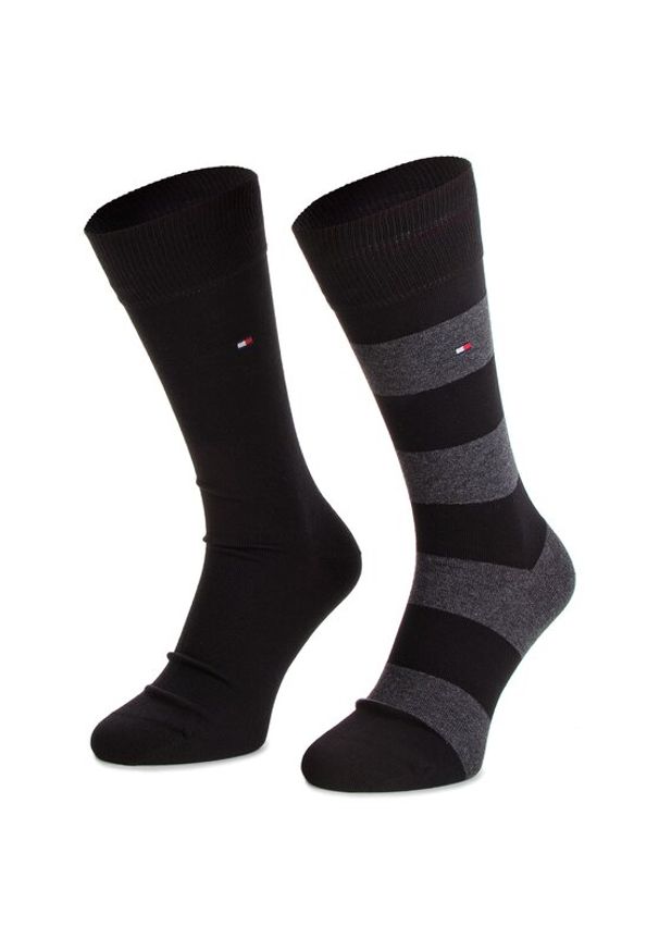 TOMMY HILFIGER - Tommy Hilfiger Zestaw 2 par wysokich skarpet unisex 342021001 Czarny. Kolor: czarny. Materiał: materiał