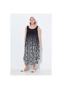 ULLA POPKEN - Damskie Sukienka midi muszle krój trapezowy okrągły dekolt bez rękawów. Kolekcja: plus size. Kolor: czarny. Materiał: wiskoza, materiał. Długość rękawa: bez rękawów. Typ sukienki: trapezowe. Styl: sportowy. Długość: midi #1