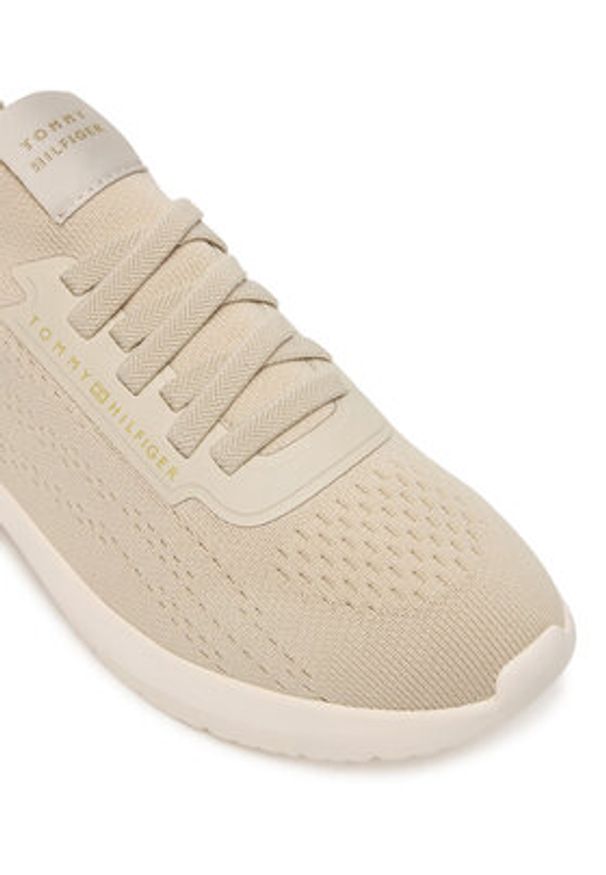 TOMMY HILFIGER - Tommy Hilfiger Sneakersy Th Knit Extralight Runner FW0FW09112 Beżowy. Kolor: beżowy. Materiał: materiał