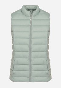 Born2be - Jasnozielona Pikowanana Kamizelka Sifitta. Okazja: na co dzień. Kolor: zielony. Materiał: jeans. Styl: klasyczny, casual, elegancki #3