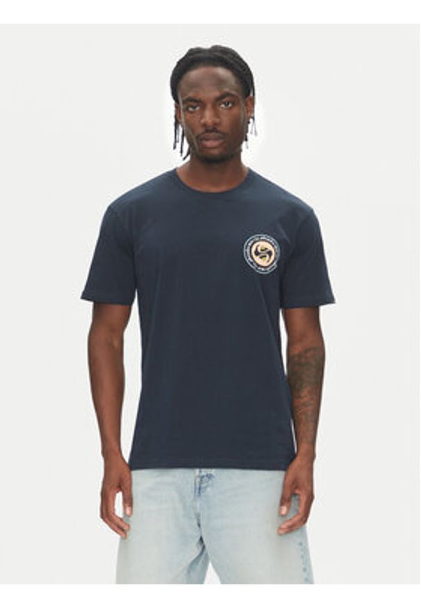 Quiksilver T-Shirt Circle Back Ss EQYZT08054 Granatowy Regular Fit. Kolor: niebieski. Materiał: bawełna