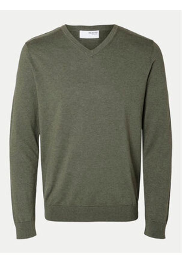 Selected Homme Sweter 16090147 Zielony Regular Fit. Kolor: zielony. Materiał: bawełna