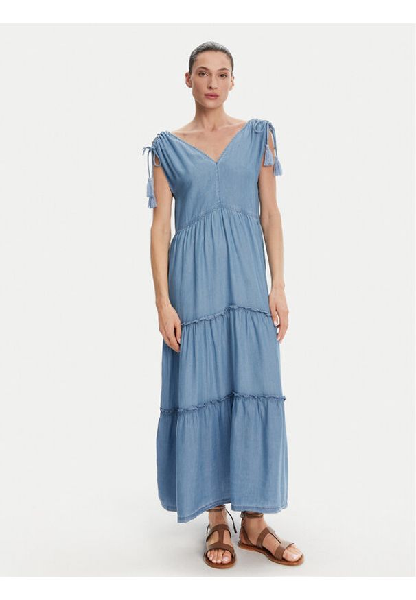 Pepe Jeans Sukienka codzienna Effie PL953664 Niebieski Loose Fit. Okazja: na co dzień. Kolor: niebieski. Materiał: lyocell. Typ sukienki: proste. Styl: casual