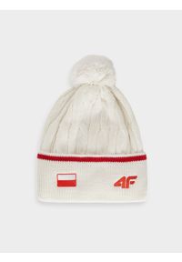 4f - 4F Czapka zimowa z wełną merino uniseks - biała M. Kolor: biały. Materiał: wełna. Wzór: haft. Sezon: zima. Styl: klasyczny, casual, sportowy #1