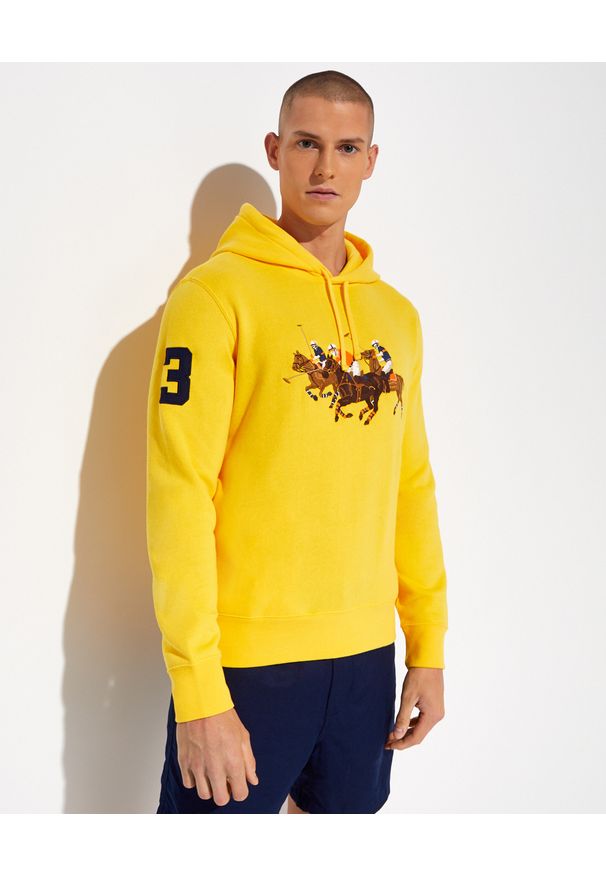 Ralph Lauren - RALPH LAUREN - Żółta bluza z kolorowym haftem. Typ kołnierza: polo, kaptur. Kolor: żółty. Materiał: bawełna. Wzór: haft, kolorowy. Styl: klasyczny