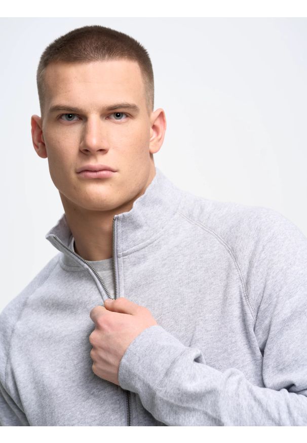 Big-Star - Bluza męska rozpinana szara Madorol 901. Kolor: szary. Wzór: gładki