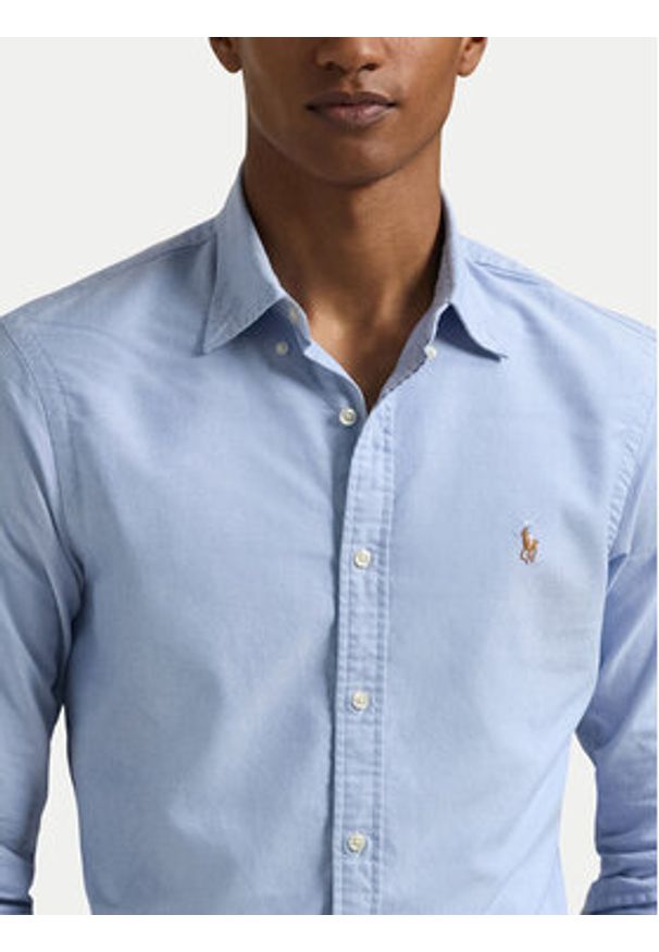 Polo Ralph Lauren Koszula Core Replen 710549084 Błękitny Slim Fit. Typ kołnierza: polo. Kolor: niebieski. Materiał: bawełna
