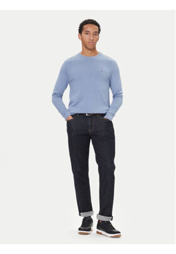 TOMMY HILFIGER - Tommy Hilfiger Sweter Essential Ssnl MW0MW39999 Niebieski Regular Fit. Kolor: niebieski. Materiał: bawełna