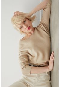 Drykorn sweter z domieszką kaszmiru damski kolor beżowy lekki. Kolor: beżowy. Materiał: kaszmir. Długość rękawa: długi rękaw. Długość: długie #4
