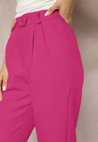 Renee - Różowe Spodnie Cygaretki z Guzikami i Gumką w Pasie Gelarine. Stan: podwyższony. Kolor: różowy. Styl: elegancki #3
