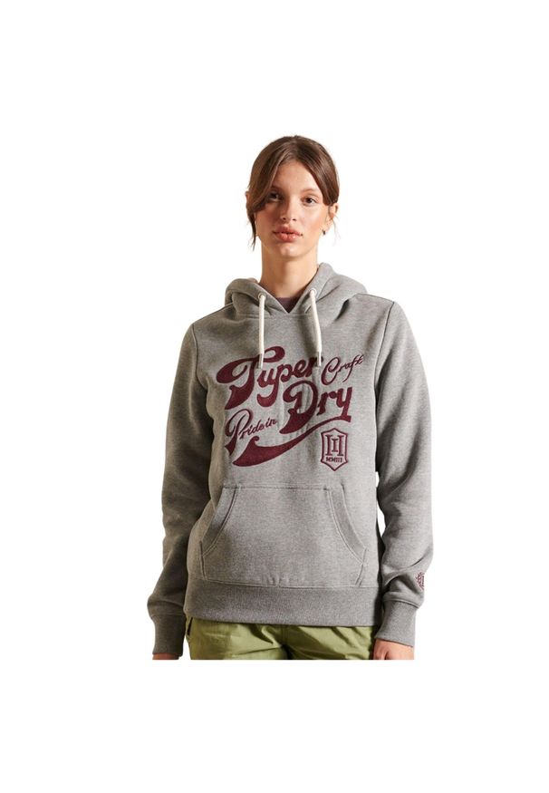 Bluza turystyczna damska Superdry Pride In Craft. Typ kołnierza: kaptur. Kolor: szary. Materiał: poliester, bawełna