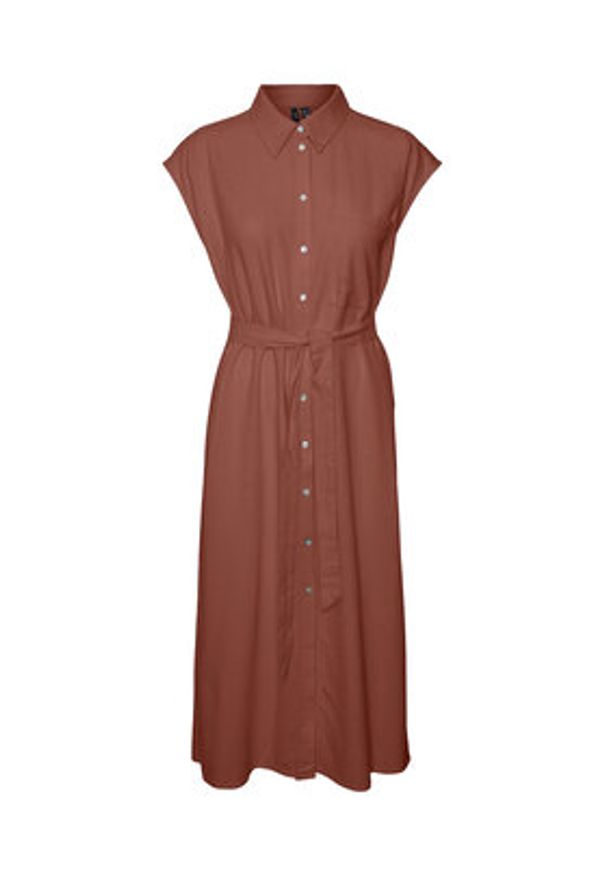 Vero Moda Sukienka koszulowa Mymilo 10282532 Czerwony Regular Fit. Kolor: czerwony. Materiał: len, wiskoza. Typ sukienki: koszulowe