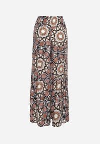Renee - Brązowe Spodnie Typu Palazzo z Wiskozy High Waist z Gumką w Pasie Bistalia. Okazja: na co dzień. Stan: podwyższony. Kolor: brązowy. Materiał: wiskoza. Długość: długie. Styl: casual, wizytowy #7