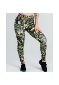 SLAVIWEAR - Legginsy sportowe damskie z wysokim stanem z kieszenią Nature. Stan: podwyższony. Kolor: czarny, żółty, wielokolorowy #1