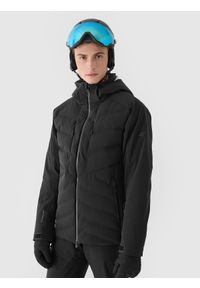 4f - 4F Kurtka narciarska membrana Dermizax 20000 męska - czarna S. Typ kołnierza: kaptur. Kolor: czarny. Materiał: dzianina, materiał, puch. Długość: długie. Wzór: aplikacja. Sezon: zima. Styl: klasyczny #1