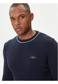 Aeronautica Militare Sweter 252MA1608UL00924 Granatowy Regular Fit. Kolor: niebieski. Materiał: wełna #2
