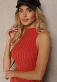 Renee - Pomarańczowy Top z Golfem i Wiskozą z Prążkowanego Materiału Lilithea. Okazja: na co dzień. Typ kołnierza: golf. Kolor: pomarańczowy. Materiał: materiał, wiskoza, prążkowany. Styl: elegancki, casual #5