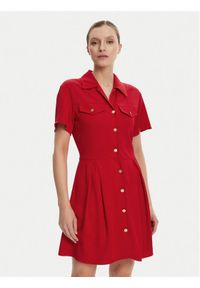 TOMMY HILFIGER - Tommy Hilfiger Sukienka koszulowa WW0WW45819 Czerwony Regular Fit. Kolor: czerwony. Materiał: wiskoza. Typ sukienki: koszulowe #1