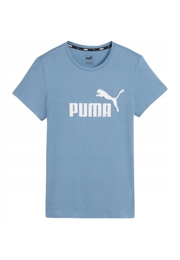 Puma - Damska Koszulka Z Logo Essential. Kolor: niebieski. Sport: turystyka piesza