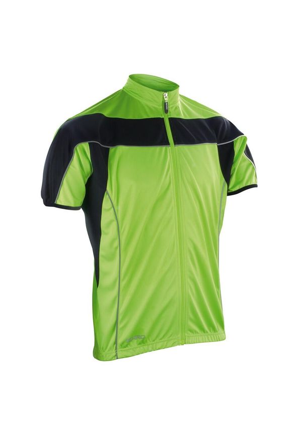 SPIRO - Męska Koszulka Bikewear Performance Z Pełnym Zamkiem Błyskawicznym. Kolor: czarny, wielokolorowy, zielony. Sport: kolarstwo