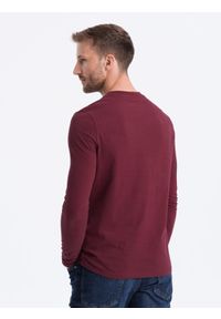 Ombre Clothing - Longsleeve męski z kieszonką - bordowy V2 L156 - XXL. Kolor: czerwony. Materiał: materiał, bawełna. Długość rękawa: długi rękaw. Wzór: aplikacja #3