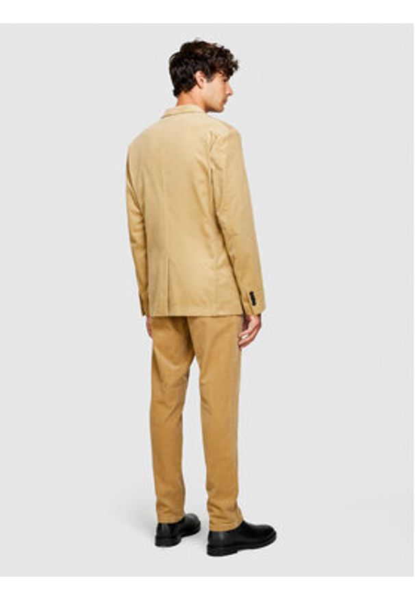 Sisley Marynarka 2SFRSW01B Beżowy Slim Fit. Kolor: beżowy. Materiał: bawełna