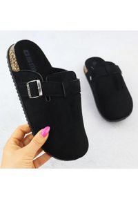Big-Star - Klapki damskie zabudowane zamszowe czarne Big Star SS274736. Okazja: na plażę, na co dzień. Kolor: czarny. Materiał: zamsz, nubuk. Styl: casual