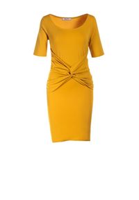Renee - Żółta Sukienka Melonna. Kolor: żółty. Materiał: dzianina. Typ sukienki: proste. Długość: mini #3