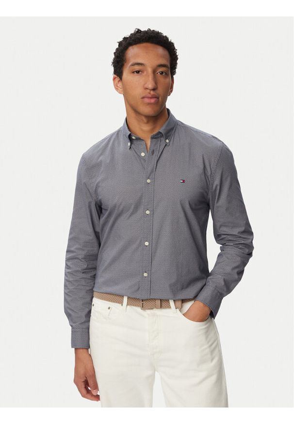 TOMMY HILFIGER - Tommy Hilfiger Koszula Flex MW0MW43317 Szary Regular Fit. Kolor: szary. Materiał: bawełna