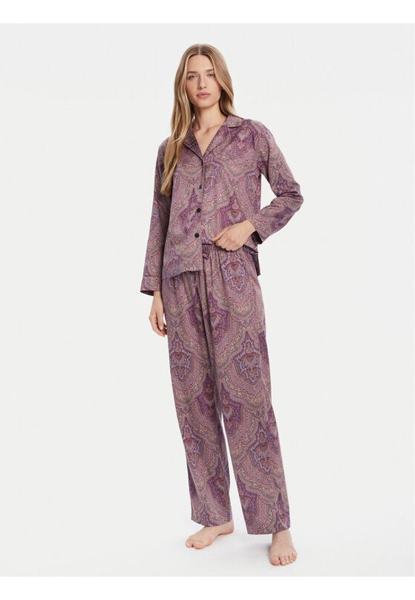 Lauren Ralph Lauren - LAUREN RALPH LAUREN Piżama ILN92449 Fioletowy Regular Fit. Kolor: fioletowy. Materiał: bawełna