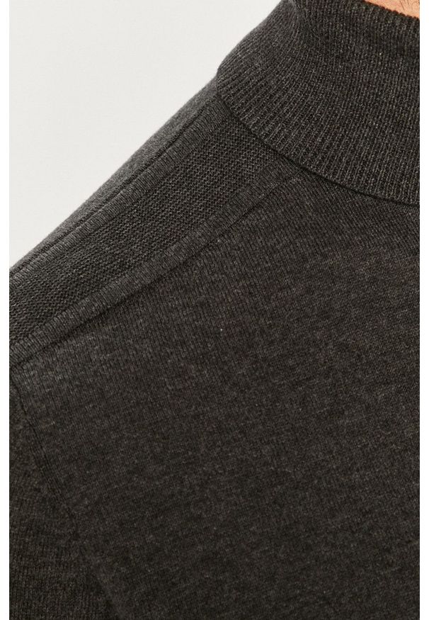 Selected - Sweter. Typ kołnierza: golf. Kolor: szary. Materiał: materiał. Długość rękawa: długi rękaw. Długość: długie