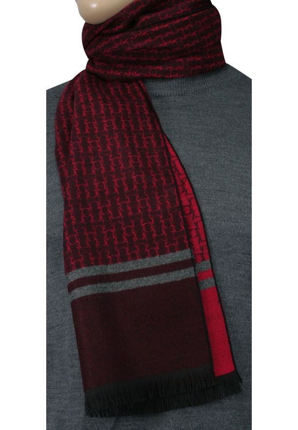 Szalik Dwustronny, Bordowo-Czerwony, Jesienno-Zimowy, Elegancki -Adriano Guinari- 100% Wiskoza. Kolor: czerwony. Materiał: wiskoza. Sezon: jesień, zima. Styl: elegancki