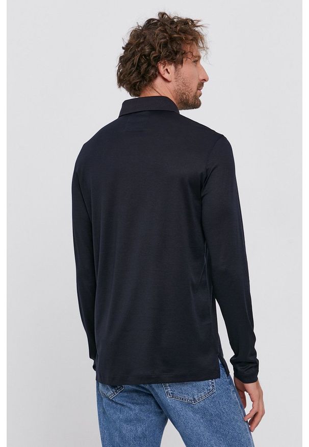 Emporio Armani - Longsleeve. Okazja: na co dzień. Kolor: niebieski. Materiał: dzianina. Długość rękawa: długi rękaw. Wzór: gładki. Styl: casual