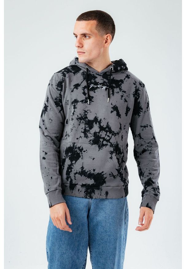 Hype Bluza bawełniana męska kolor szary z kapturem wzorzysta. Okazja: na co dzień. Typ kołnierza: kaptur. Kolor: szary. Materiał: bawełna. Styl: casual