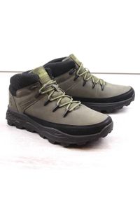 Bustagrip Skórzane buty męskie za kostkę trekkingowe zielone. Wysokość cholewki: za kostkę. Kolor: zielony. Materiał: skóra #6