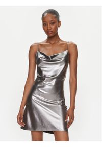 ROTATE Sukienka koktajlowa Metallic Mini Slip 1116472293 Srebrny Regular Fit. Kolor: srebrny. Materiał: syntetyk. Styl: wizytowy. Długość: mini #1