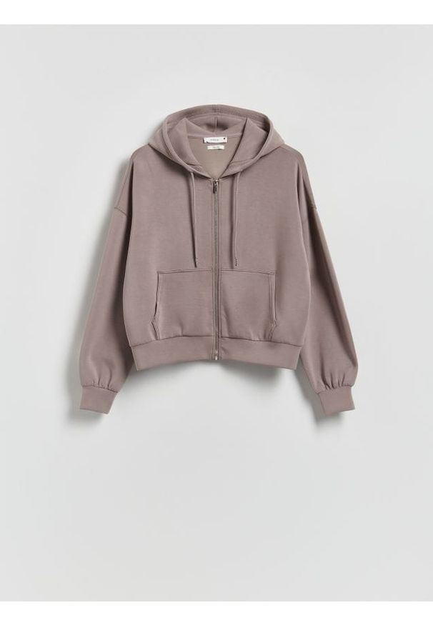 Reserved - Oversizowa bluza - brązowy. Kolor: brązowy. Materiał: dzianina. Wzór: gładki